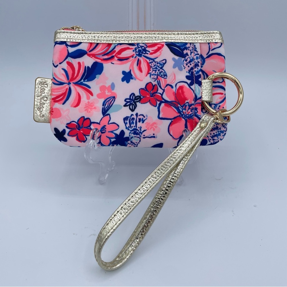 NWOT Lilly Pulitzer Zip Top Wallet OS Pink/Blue/Gold